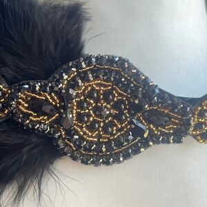 Handmade Hair Piece Vintage/40’s , Gatsby Look,  Beads, Stones, Feathers,